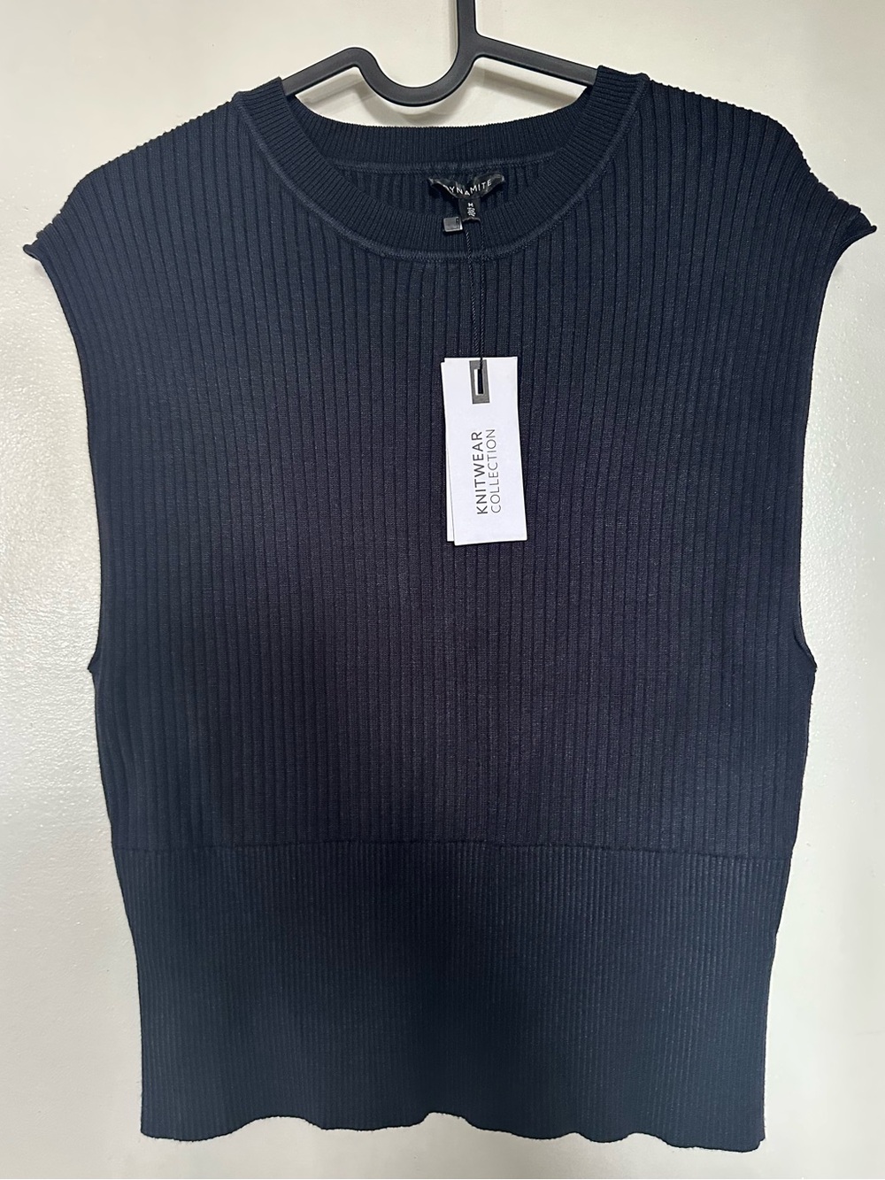 Sleeveless Navy Ribbed Top